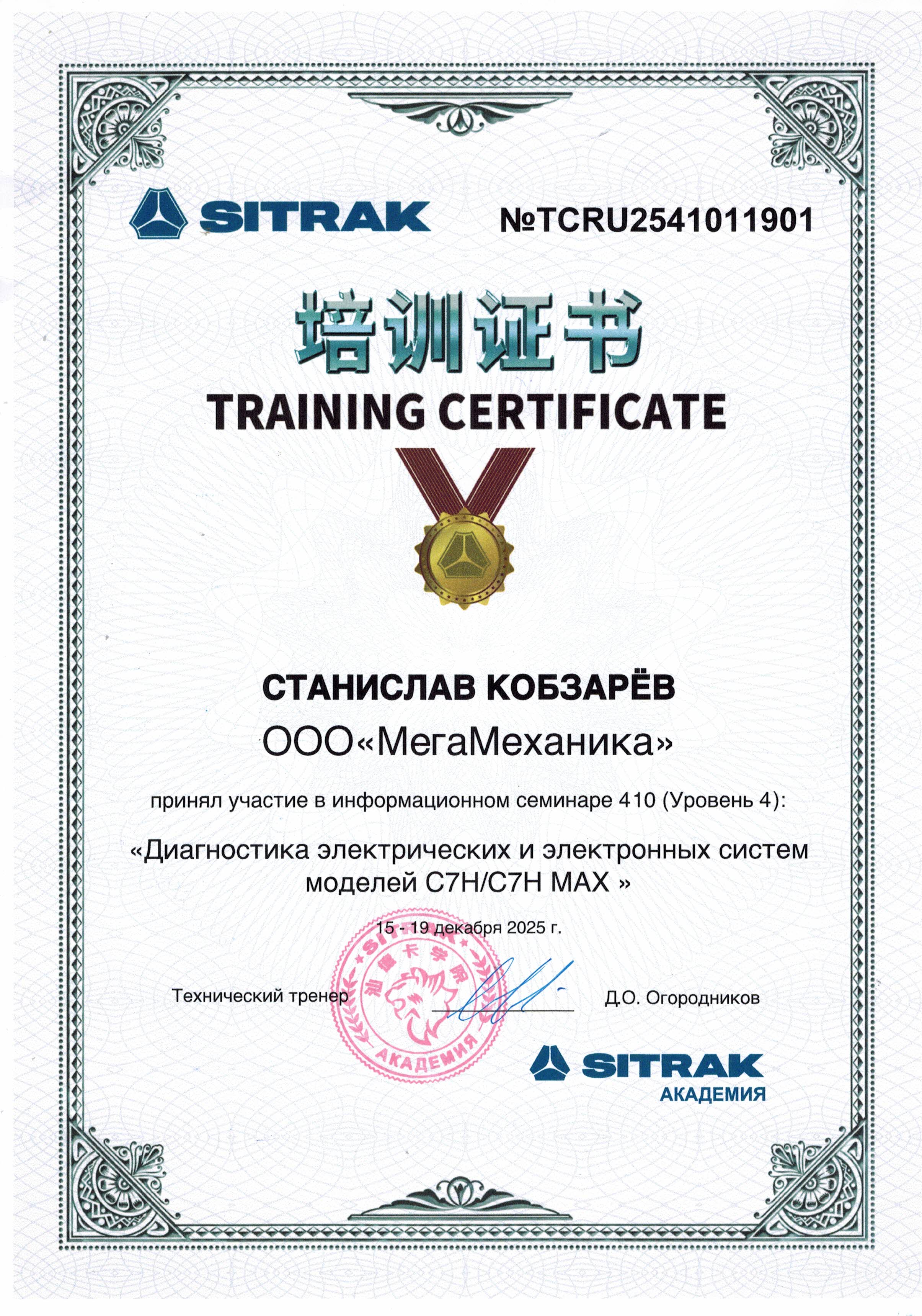 Диагностика электросистем SITRAK